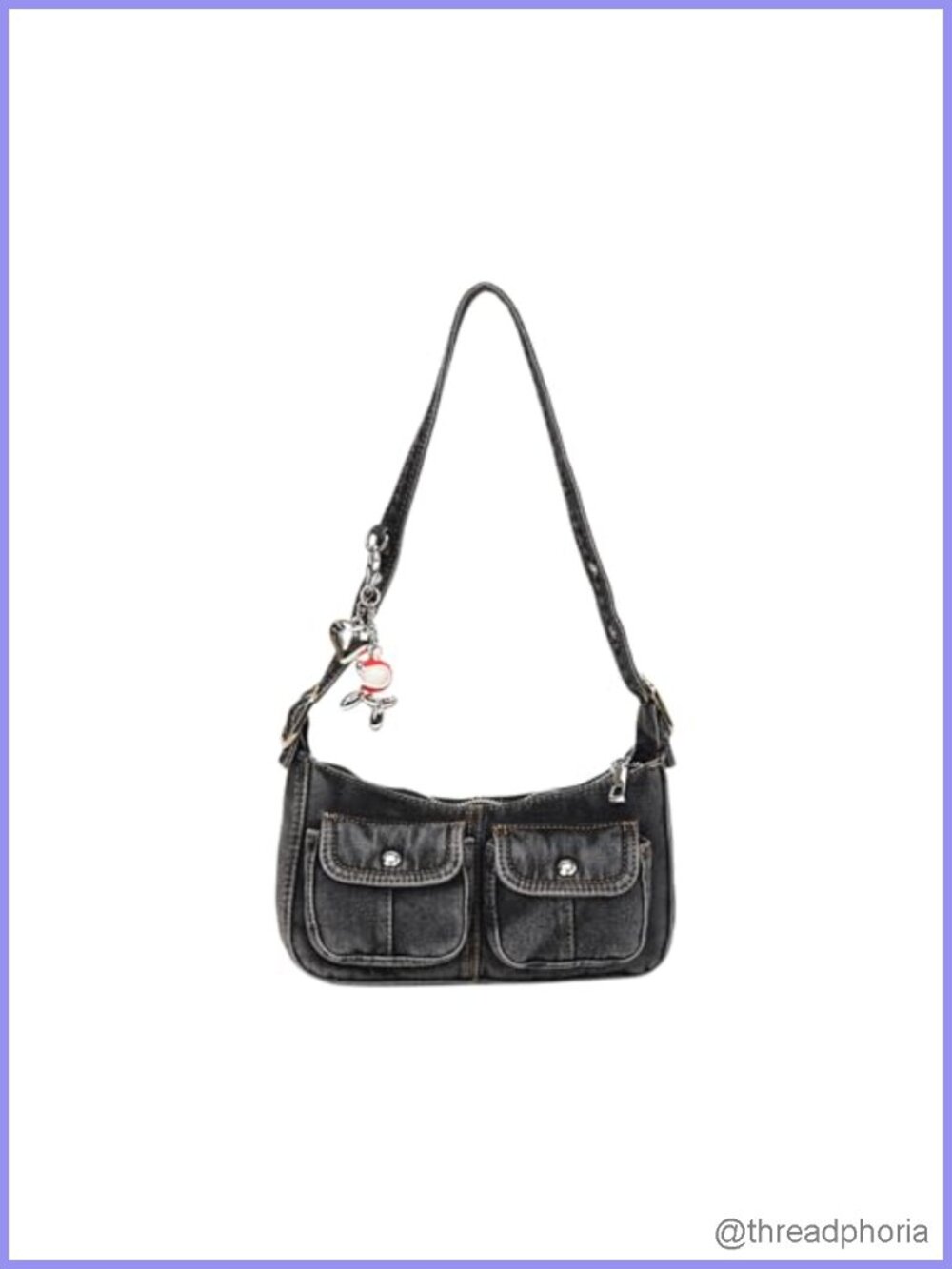Y2K Vintage Denim Crossbody Bag Adjustable Strap Small Hobo Purse Zipper
